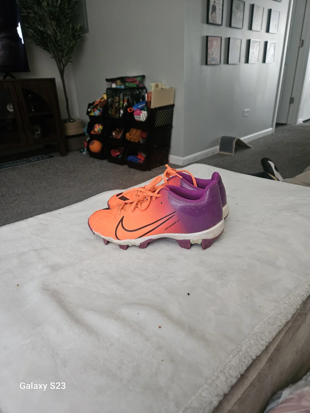 Nike Diamond Fastflex Baseball  Cleats Orange Purple Youth 4Y Women's 5.5